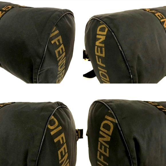 FENDI BLACK NYLON LEATHER 2 WAY TRAVEL HAND BAG/1A4261 - Picture 7 of 14